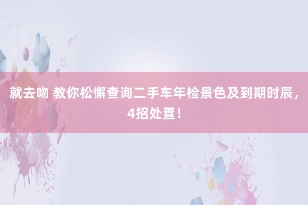 就去吻 教你松懈查询二手车年检景色及到期时辰，4招处置！