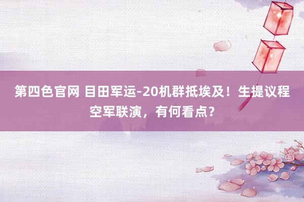 第四色官网 目田军运-20机群抵埃及！生提议程空军联演，有何看点？