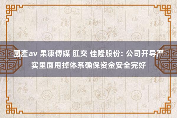 國產av 果凍傳媒 肛交 佳隆股份: 公司开导严实里面甩掉体系确保资金安全完好