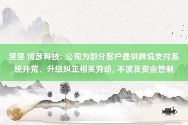淫淫 博彦科技: 公司为部分客户提供跨境支付系统开荒、升级纠正相关劳动， 不波及资金管制