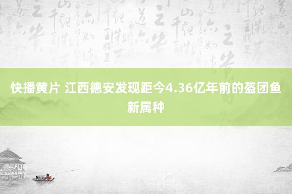快播黄片 江西德安发现距今4.36亿年前的盔团鱼新属种