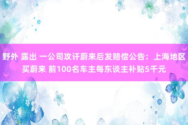 野外 露出 一公司攻讦蔚来后发赔偿公告：上海地区买蔚来 前100名车主每东谈主补贴5千元