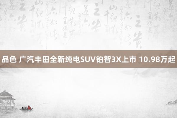 品色 广汽丰田全新纯电SUV铂智3X上市 10.98万起